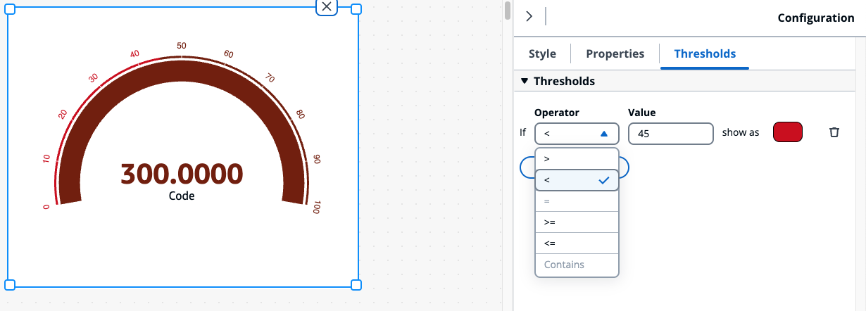 The IoT dashboard widget configuration page with style shown.