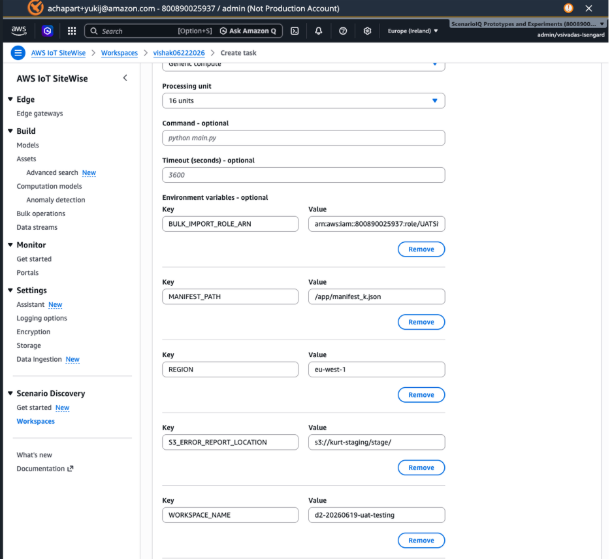 Adding environment variables to your task