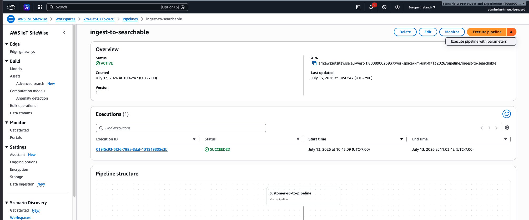 Executing the pipeline with environment overrides