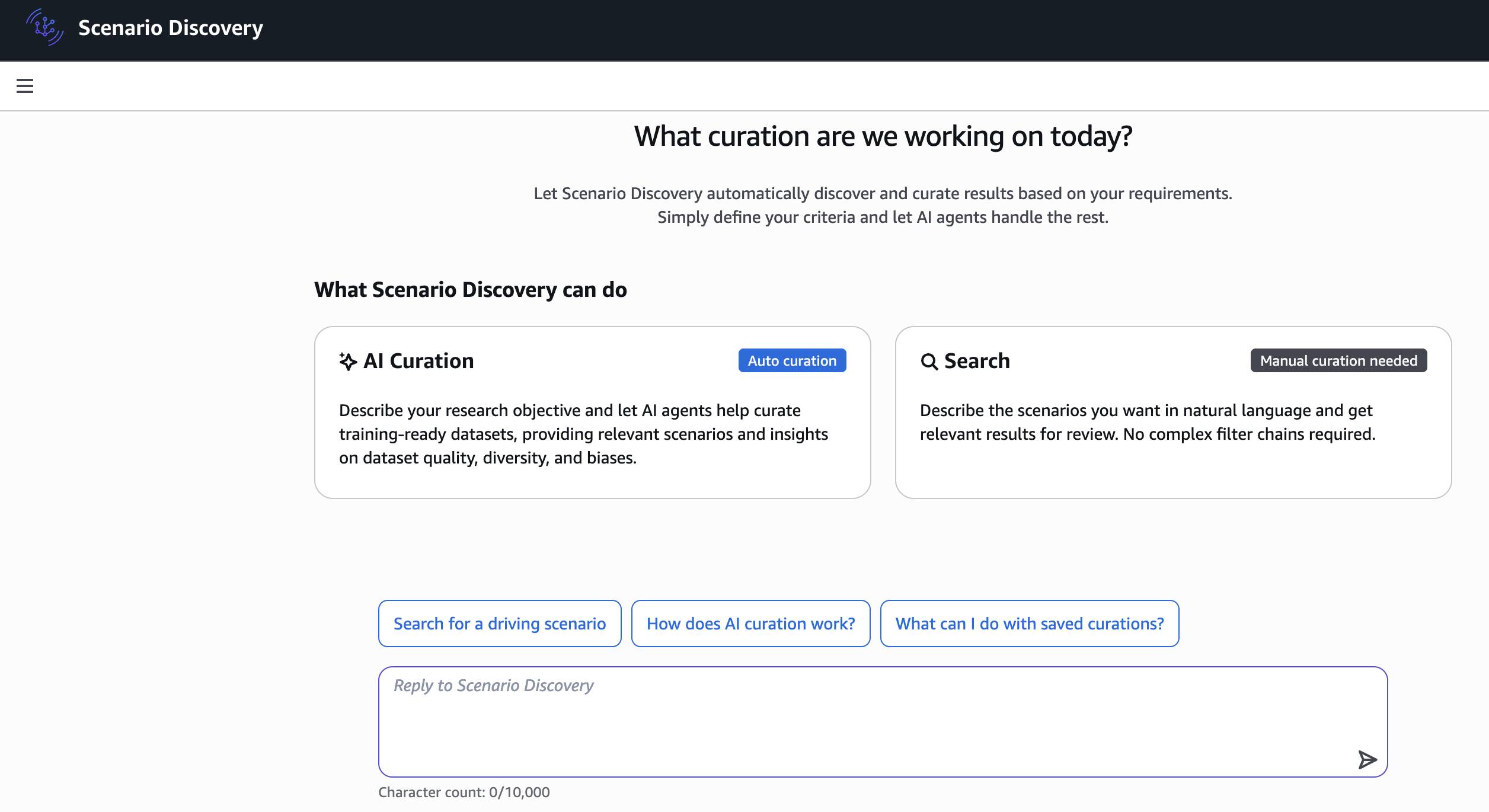 Scenario Discovery search interface