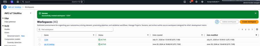 Verifying your new workspace in the workspaces list