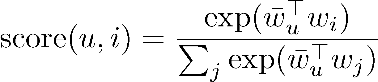 描述了用于计算推荐中每项分数的公式。