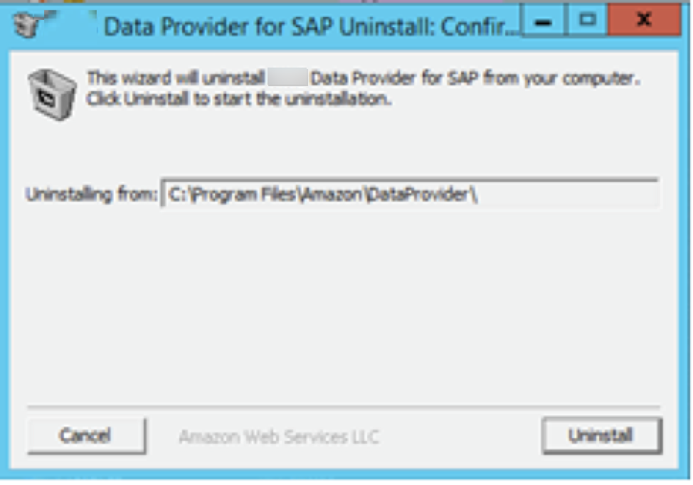
                卸载AmazonWindows 上的 SAP 数据提供器
              