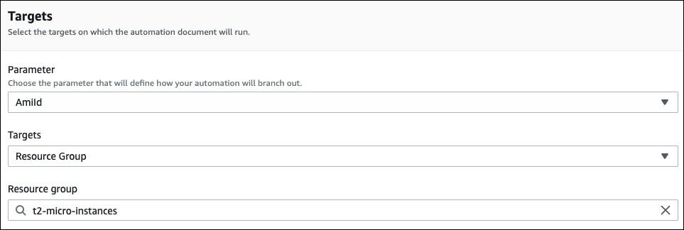 将具有 Systems Manager 自动化功能的 Amazon 资源组设为目标