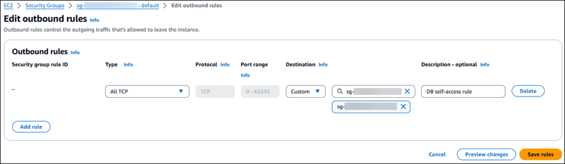 为源数据库添加出站规则。