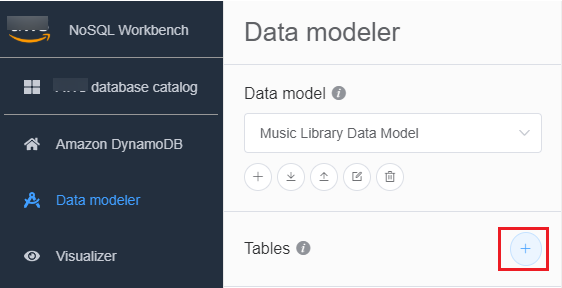 显示“Add table”按钮的控制台屏幕截图。