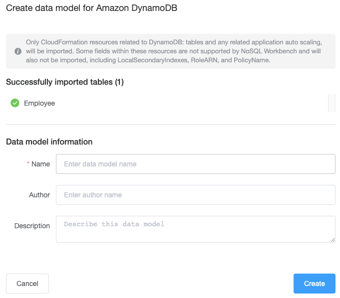 Amazon CloudFormation 模板的导入对话框的屏幕截图。