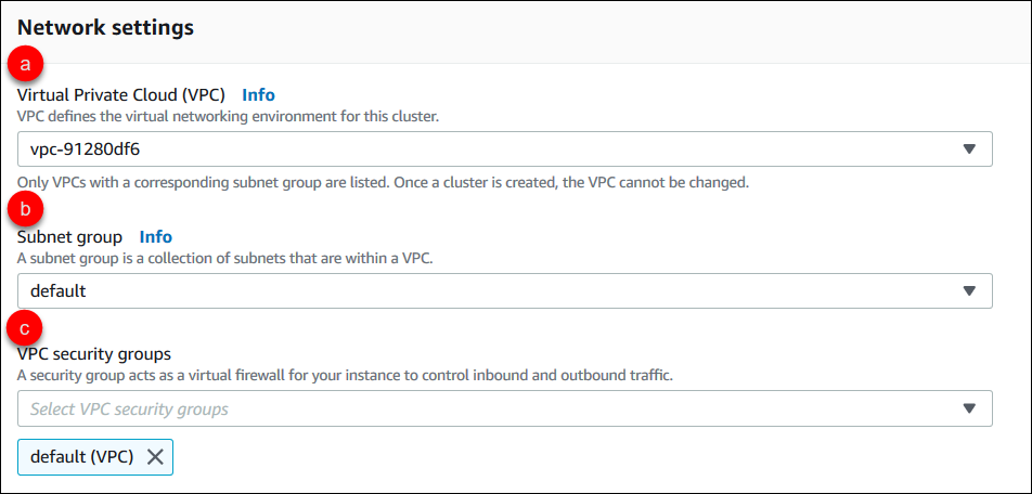 屏幕截图：显示用于配置网络设置的“Network settings (网络设置)”窗格和步骤。