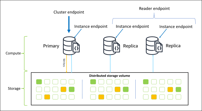 Amazon DocumentDB 终端节点，包括集群、读取器和实例终端节点。