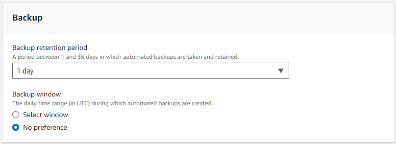 显示用于配置集群备份时段的步骤的“Backup (备份)”窗格屏幕截图。