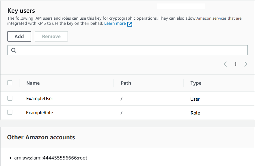 控制台默认密钥策略中的密钥用户，默认视图